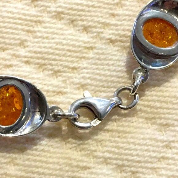 Vintage Sterling Silver Multi Color Amber Tennis Bracelet - Picture 5 of 6